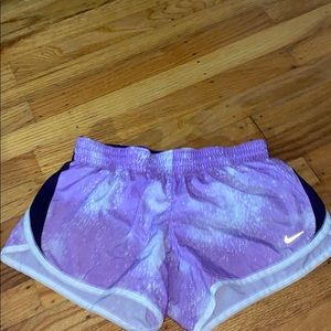 Purple and white galaxy Nike shorts
